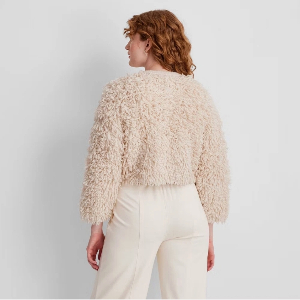 Women's Textured Cropped Cardigan - Future Collective Cream - Picture 2 of 3